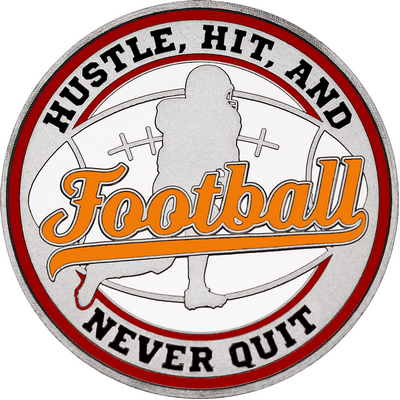 Orange "Football" with Maroon Outer Circular Borders